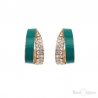 Strass and Aquamarine Enamel Creole Earrings