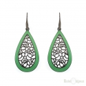 Filigree Green Black Drop Earrings