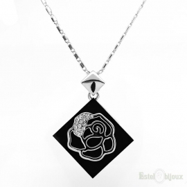 Rose in Black Necklace