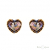 Crochet and Decoupage Heart Earrings