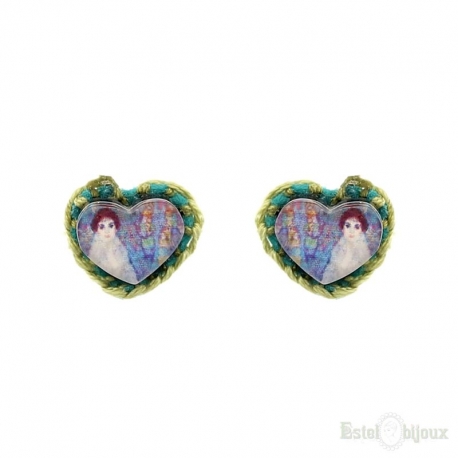 Crochet and Decoupage Heart Earrings