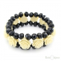 Roses and Black Crystals Elastic Bracelet