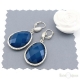 Drop Blue Crystal Leverback Earrings