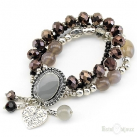 Cameo Crystals and Stones Elastic Bracelet