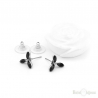 Three Black Leaves Stud Earrings