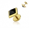 Onyx Pyramid Square CZ Fake Plug Gold IP