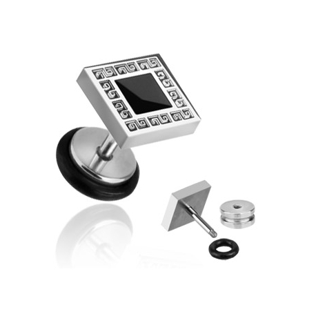 Black Square Inlay 16g Fake Plug