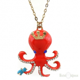 Orange Octopus Crystals Necklace