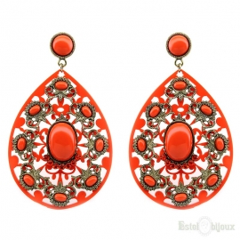 Acrilic and Filigree Orange Earrings