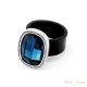 Crystal Blue Leather Ring