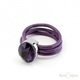 Purple Crystal Leather Ring