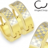 Gold Plated Checker Design Hoop Earring