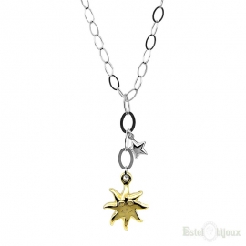 Collana con ciondolo Sole e Stella in Argento