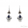 Orecchini Stile Vintage Perle e Pietra Blu in Argento