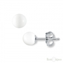 Matt White Ball Stud Silver Earrings