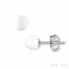 Matt White Ball Stud Silver Earrings