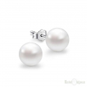 6 mm White Pearls Stud Silver Earrings