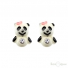 Bear and CZ Silver Stud Earrings