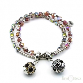 Balls Charms and Crystals Elastic Bracelet