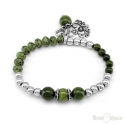 Bracciale Elastico Pietre Verde con Palline Color Argento