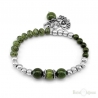 Green Stones and Silver Balls Elastic Bracelet