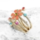 Flower and Crystals Gold Plated Ring