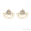 Mask Carnival Gold Plated Stud Earrings