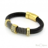 Bracciale in Pelle con Palline e Strass