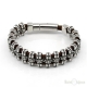 Leather and Silver Metal Men Bracelet