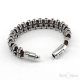 Leather and Silver Metal Men Bracelet