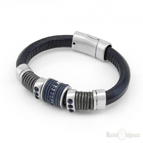 Blue Leather Bracelet