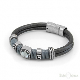 Big Crystal Leather Bracelet