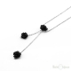 Three Black Roses Silver Necklace