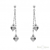 Two Hearts Pendants Silver Earrings