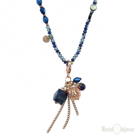 Collana Blu Pietre e Cristalli con Ciondoli