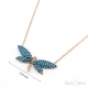 Blue Dragonfly Turquoise Strass Silver Necklace