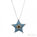 Blue Star Turquoise Strass Silver Necklace